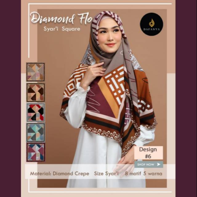Bisa COD Hijab Jilbab Kerudung Segiempat Segi Empat Jumbo Lebar Besar Dafanya Syari Diamond Flo S1 D