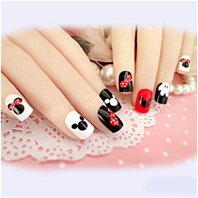 Nailart - 24 pcs kuku palsu bermotif mickey mouse (BEST SELLER)