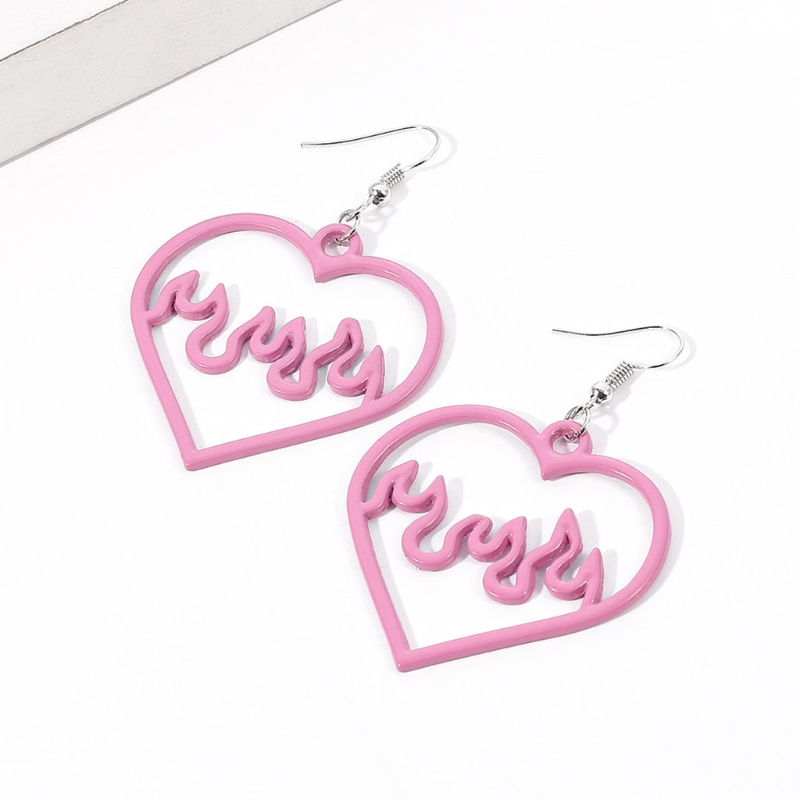 Siy Anting Tusuk Gantung Bahan Akrilik Desain Hati Warna Hitampink Gaya Punk Untuk Wanita