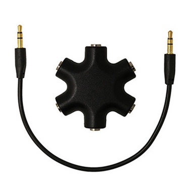 Splitter Adapter 6 Way Ports Male to 5 Female Audio Earphone 3.5mm Jack  - JLT108 - Black