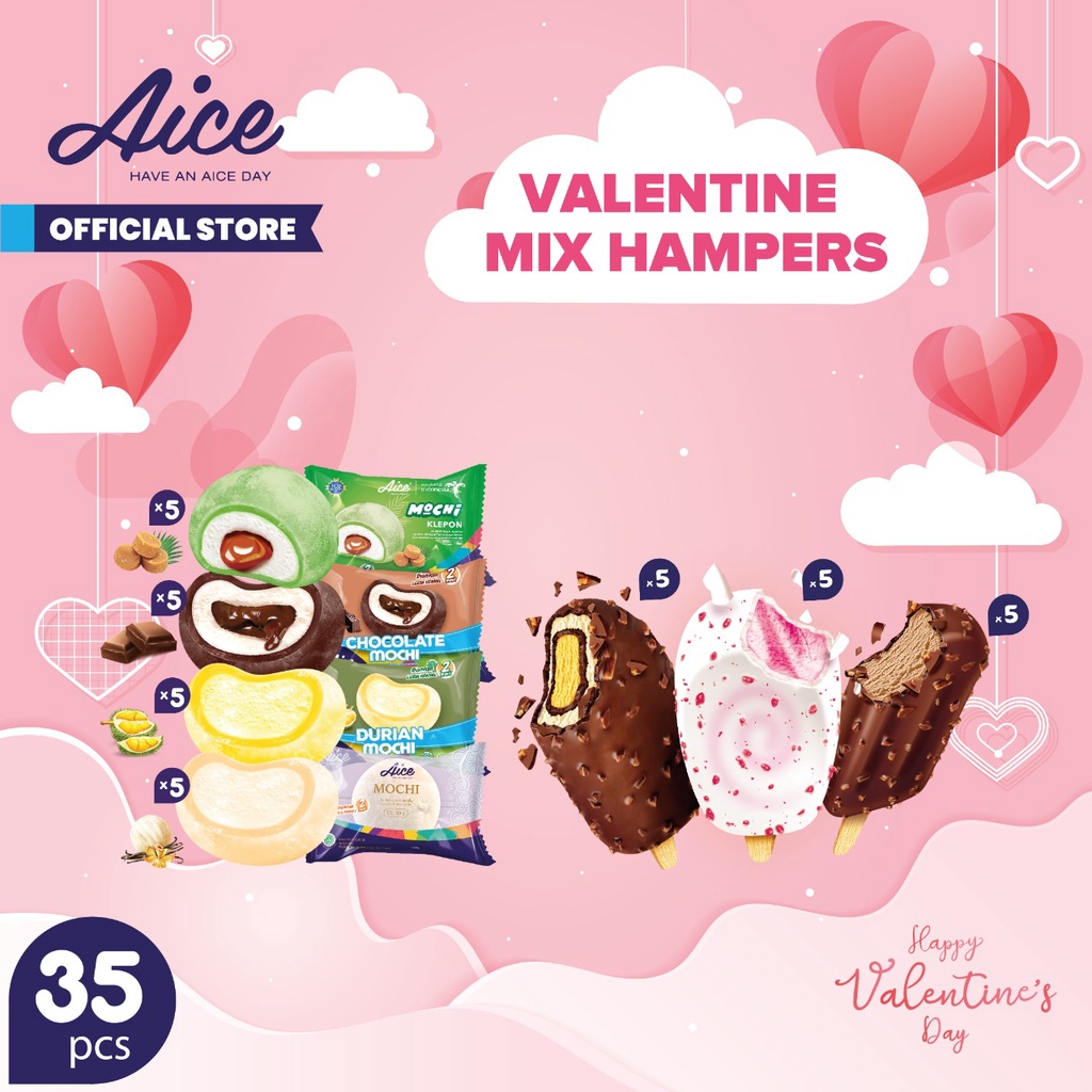 

Paket Es Krim Aice Ice Cream Special Valentine Mix Es Krim isi 35 pcs hampers