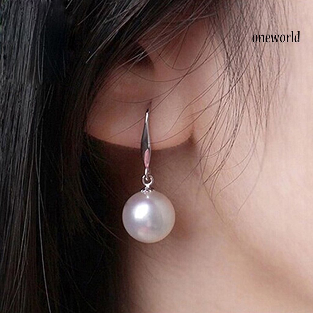 OW@ Dangle Earring Elegant Exquisite Ornament Simple Faux Pearl Eardrop for Daily Life