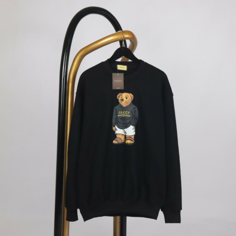 Sweater Pria Crewneck Pria Wanita GUCCI BEAR Crewneck Pria Taglabel