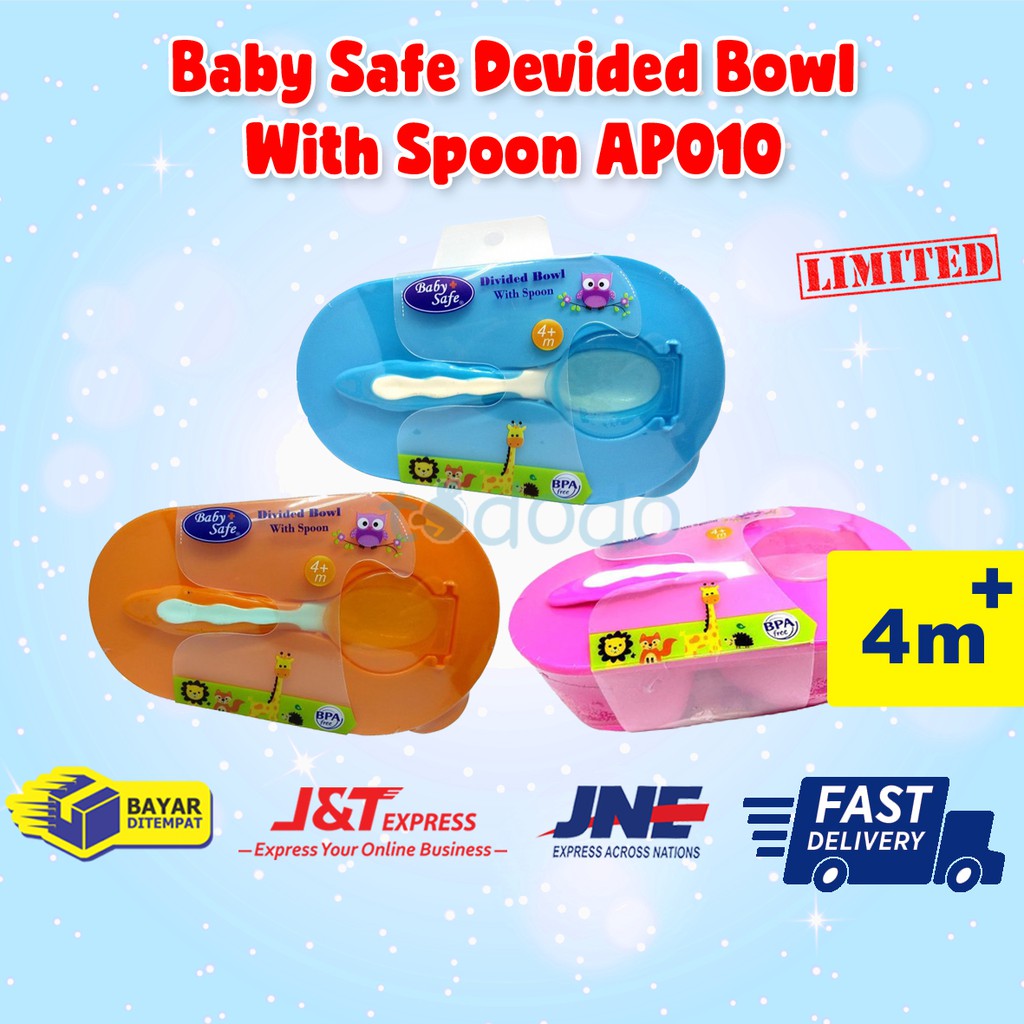 Mangkok Makan Bayi Sekat Baby Safe Devided Bowl With Spoon AP010