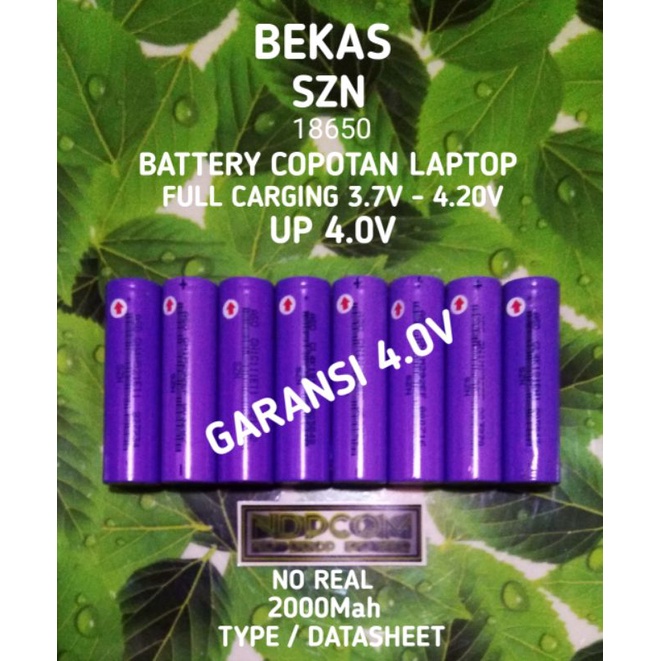 BATERAI 18650 BEKAS COPOTAN LAPTOP / BATERAI BEKAS MURAH BERKUALITAS ORIGINAL /SZN/2000mah/No real m
