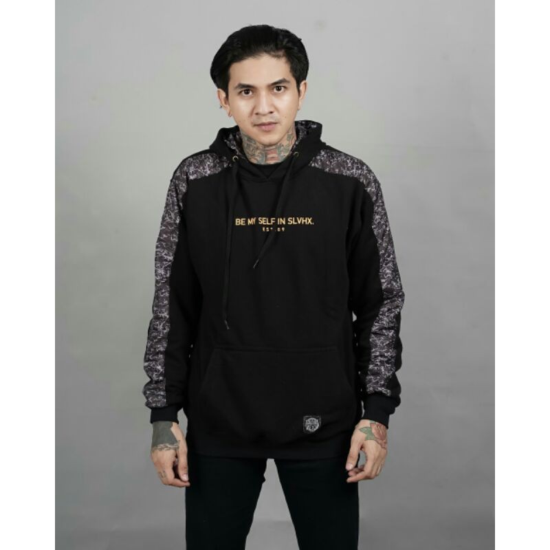 Be My Self Sweater Hoodie Pria Plat Batik Jaket Salviohexia