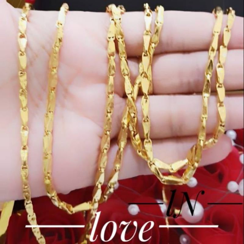 Rantai kalung padi ORI lapis emas 24k