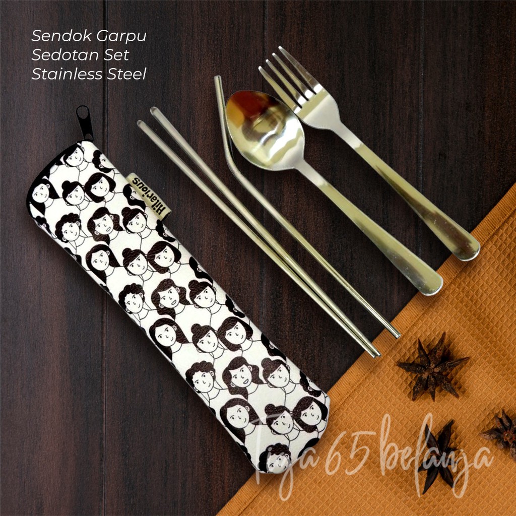 Cutlery Set / Sendok Stainless / POUCH SENDOK / SENDOK GARPU / Pouch sendok set 0003