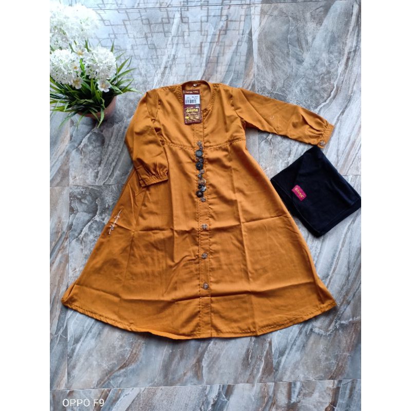 Gamis Anak Dannis size 2 D Button Kuning