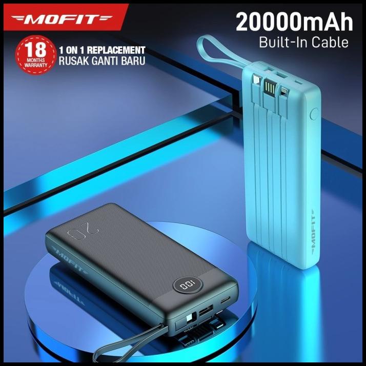 Mofit M26 Powerbank 20000Mah Build In Cable Fc 2.4A Real Capacity