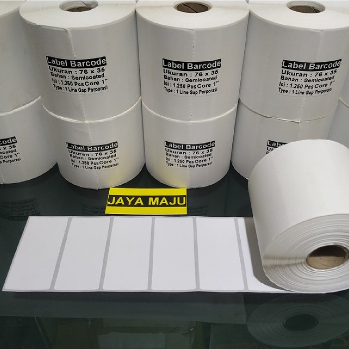 

LABEL BARCODE SEMICOATED 76 x 35 1LINE GAP CORE 1" (ISI 1.250 PCS)
