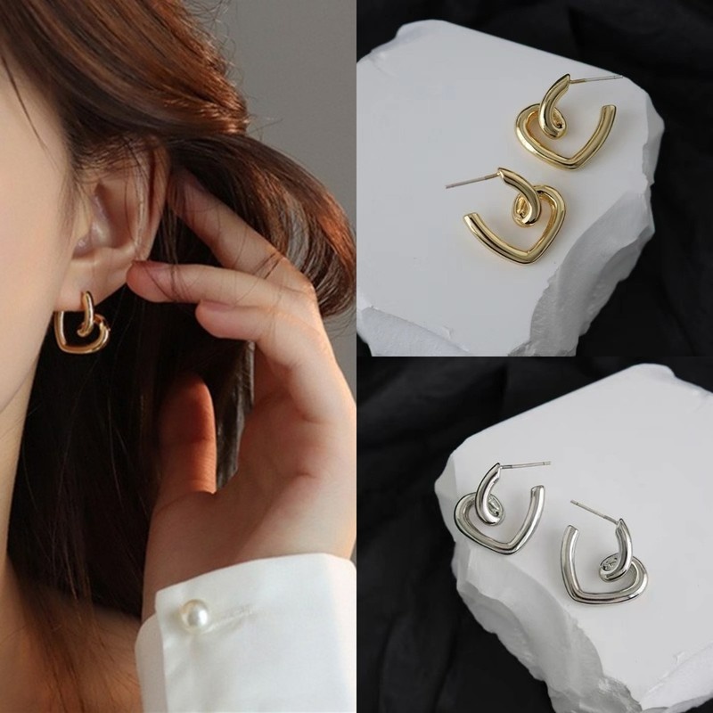 Anting Tusuk Sterling Silver 925 Model Hati Untuk Wanita