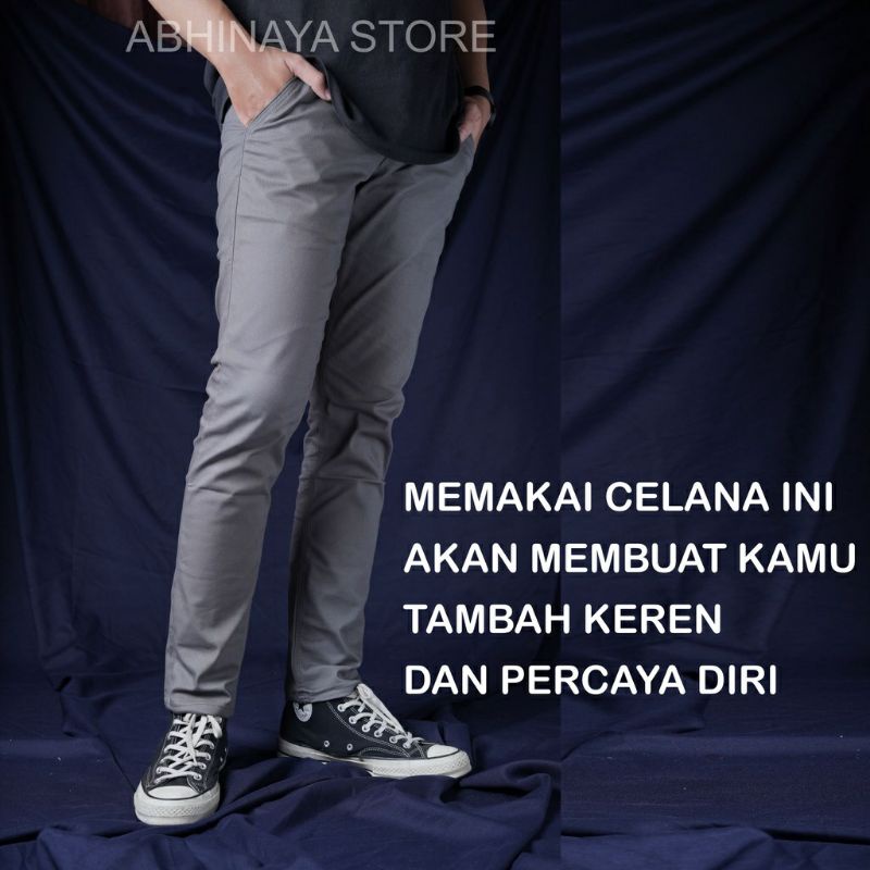 CELANA PRIA CHINO Slim fit Panjang Kerja kantor Santai Liburan Cowok Gentleman Boy Skinnyhtytth