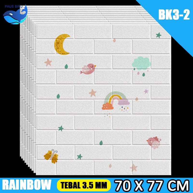 Wallpaper dinding wallfoam 3d motif gambar Dekorasi Kamar murah 70x77cm-RAINBOW