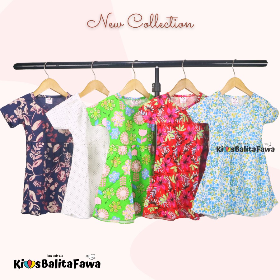 Dress Thalia 1-5 Tahun / Dres Lengan Baju Tidur Balita Anak Perempuan Adem Kaos Harian Cewek Murah