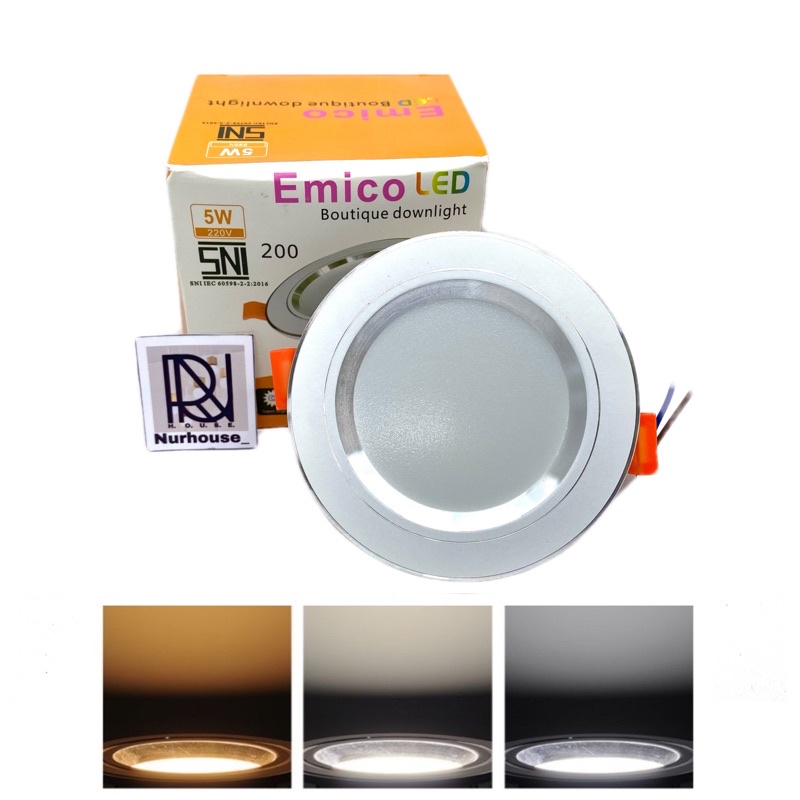 Downlight 3 Warna 5 Watt Silver Led Panel