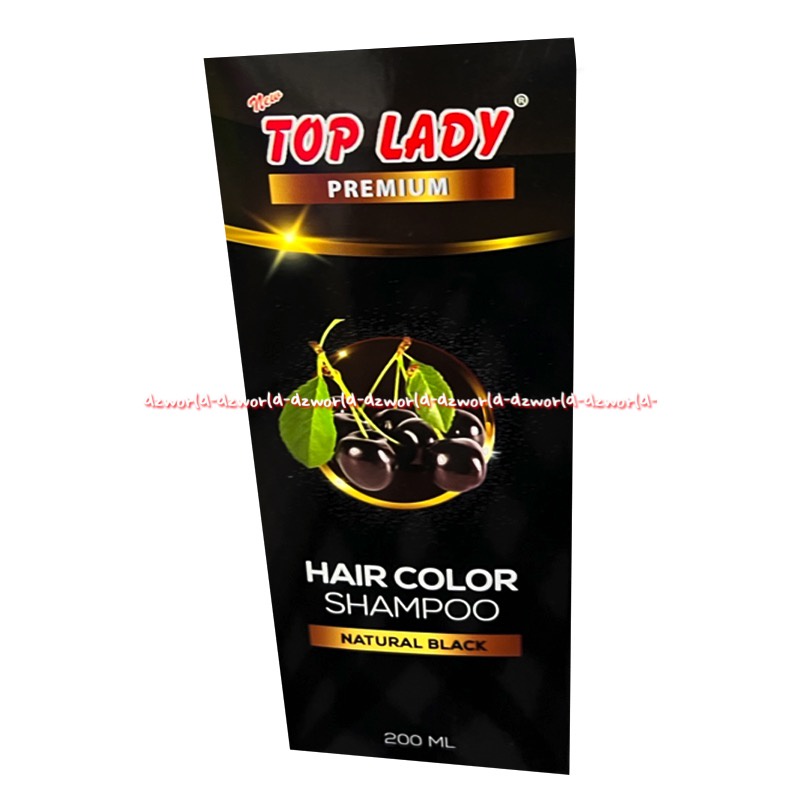 Top Lady Premium 200ml Hair Color Shampoo Natural Black Toplady Sampoo Pewarna Rambut Hitam Alami Black Colour Menutupi Uban 200 ml