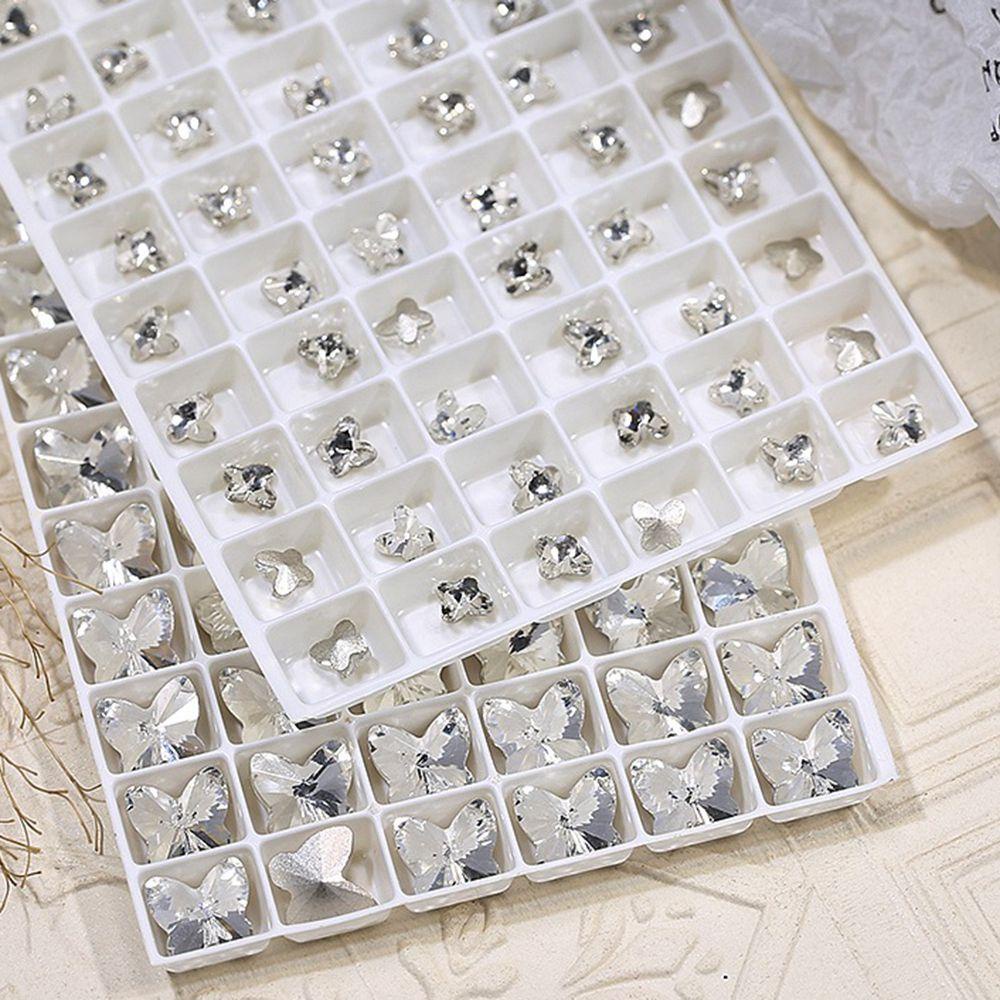 AUGUSTINA Agustina Butterfly Nail Rhinestones Glitter 10 Pcs Membuat Perhiasan Manikur Aksesoris Kaca Permata Kuku Charms