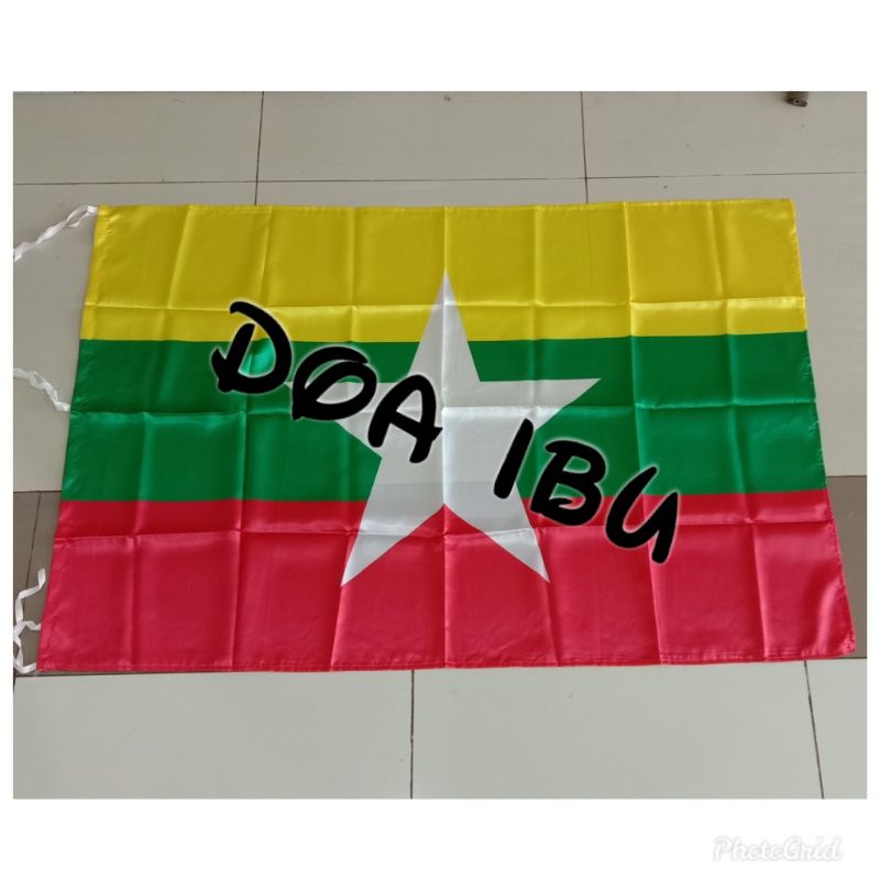 

best seller bendera myanmar bahan satin 90cm x 135cm