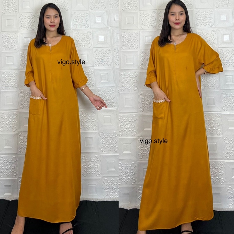 daster tangan 3/4 /tangan 7/8 / busui/panjang viral jumbo /long daster/daster 3/4 /homedress/daster semata kaki/daster gamis-Tk⅞ KUBUS