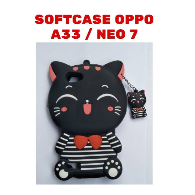 Softcase 3D Oppo A33 / NEO 7 Cover Silikon karakter Kucing soft casing
