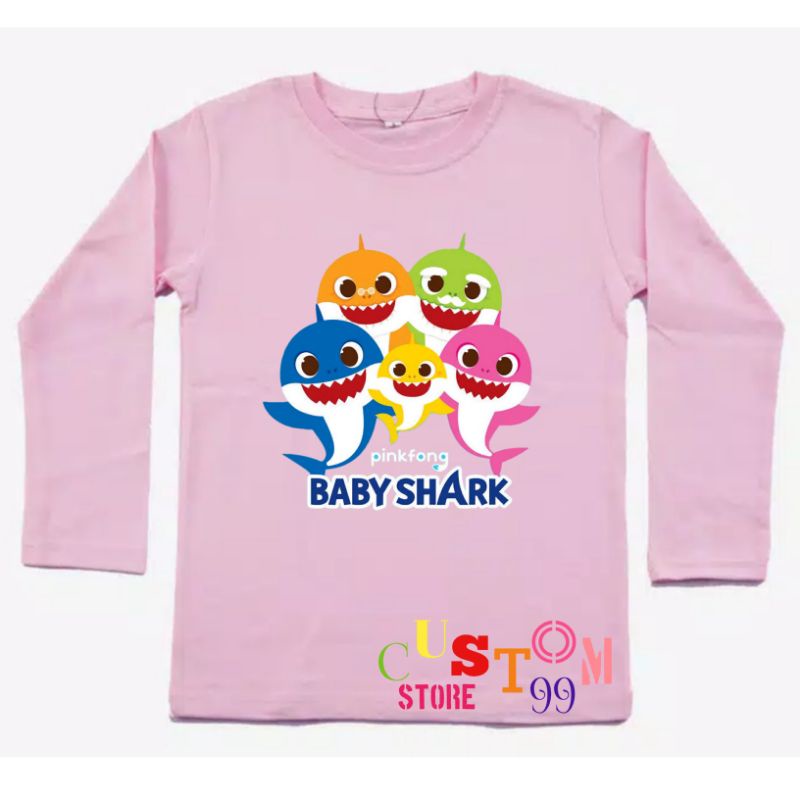 BAJU KAOS BABY SHARK ANAK LENGAN PANJANG TERBARU BAHAN PREMIUM