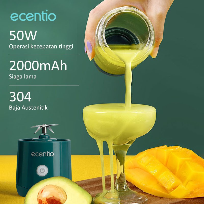 ecentio &amp; FOODI Blender Portable 380ML 6 Mata Pisau USB charging Mini juicer portable hijau/blender mini/blender kapsul