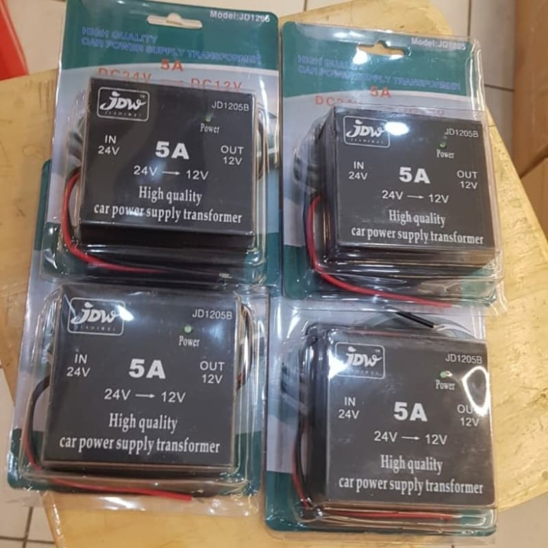 Car Power Supply Transformer Converter 5A 24V to 12V 2 Kabel