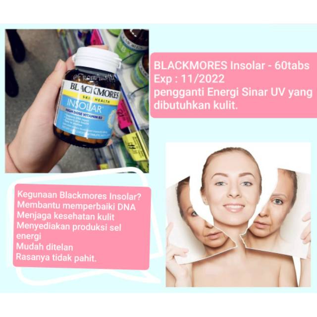 READY STOCK  Blackmores Insolar Vitamin B3 SKIN HEALTH isi : 60 tabs