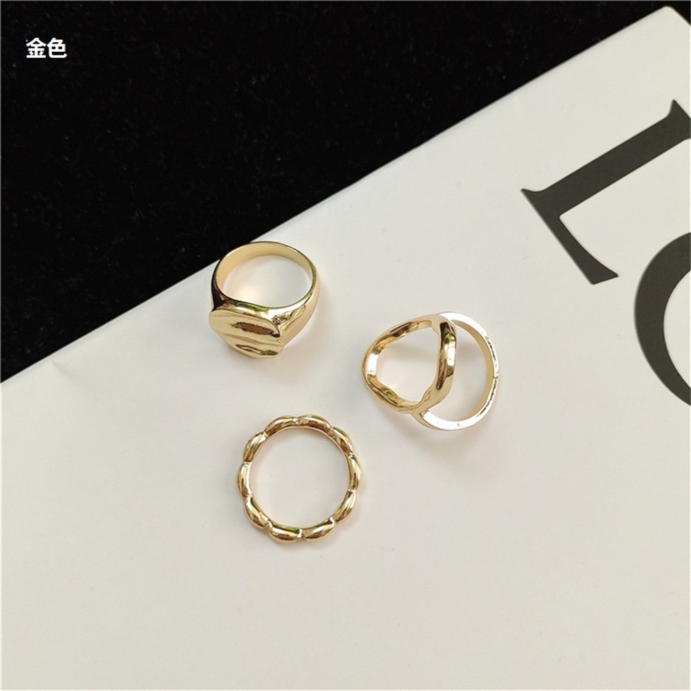 【COD Tangding】3pcs / set Cincin Jari Telunjuk Desain Geometri Hollow out