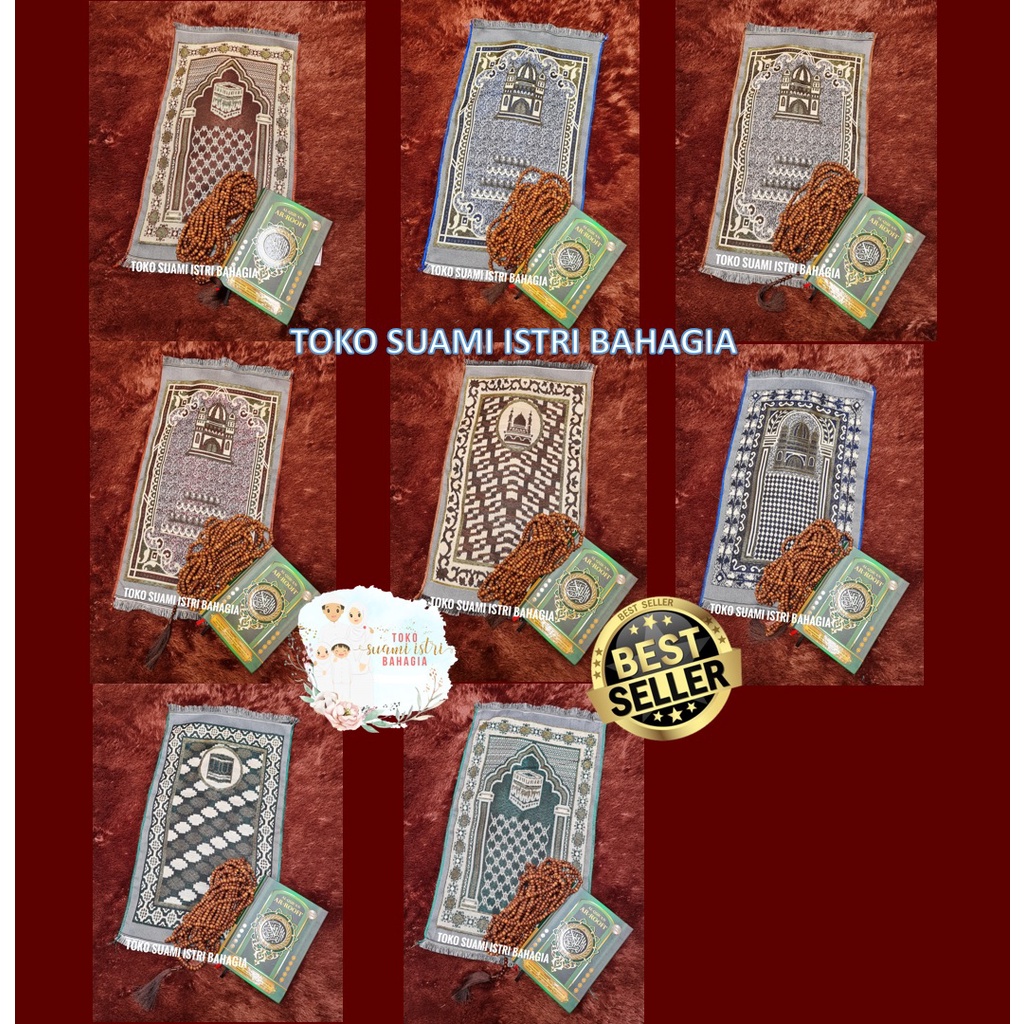 Sajadah AL Bahar ALBahar / ALShamia 35 x 60 Cm Turki Travel Haji Souvenir Pernikahan Murah Alydrus Lipat Tipis Kepala Muka Mini Anak Dewasa Costa Rayon Al Namaz Alnamaz Rajut Motif