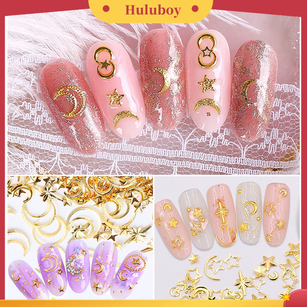 Huluboy Huluboy♡ Stiker Kuku Desain Bulan Bintang 3D Untuk Dekorasi Nail Art