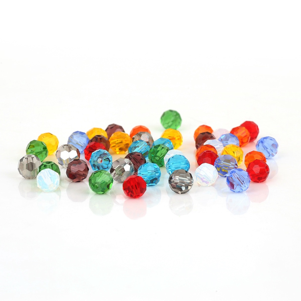 Campuran 100 Pcs 6 Mm Bulat Kaca Kristal Warna-warni Spacer Ceko Garmen Manik untuk DIY Kerajinan Buatan Tangan Gelang Kalung Aksesoris