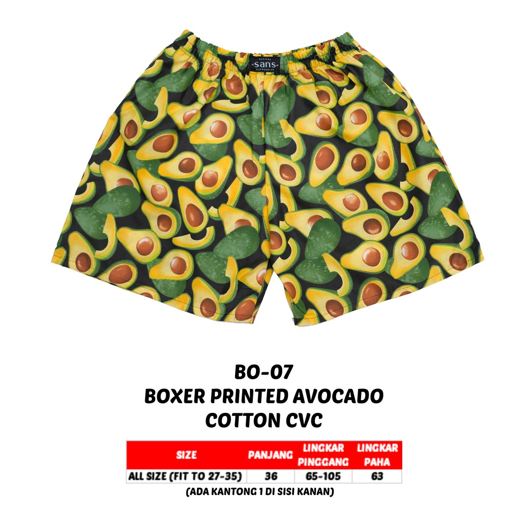 Celana Boxer Cowok Cewek Motif Avocado BO-07