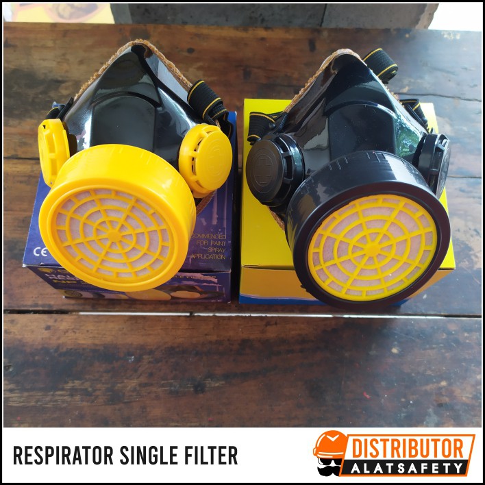 SET MASKER RESPIRATOR KACAMATA GOGGLE ANTI KIMIA GAS AIR MATA