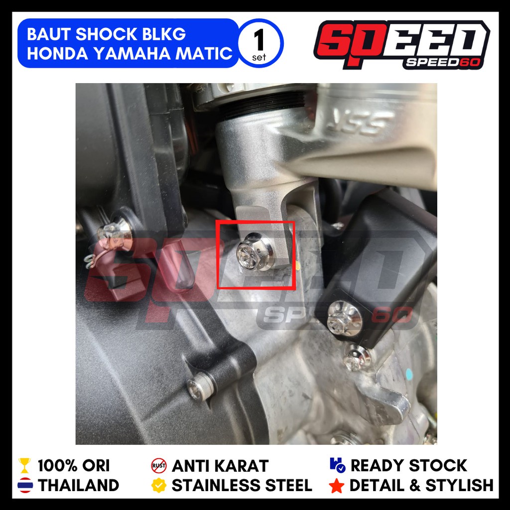 Baut Sok Shock Breaker Belakang Vario Scoopy Beat Baut Probolt Thailand Stainless King Nut