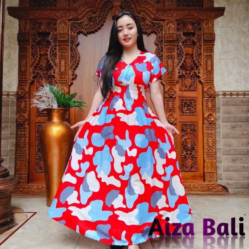 Dress Mozza Hifza Panjang Style Rayon Super Premium Dres Lengan Pendek Bali Terbaru Motif Kekinian P