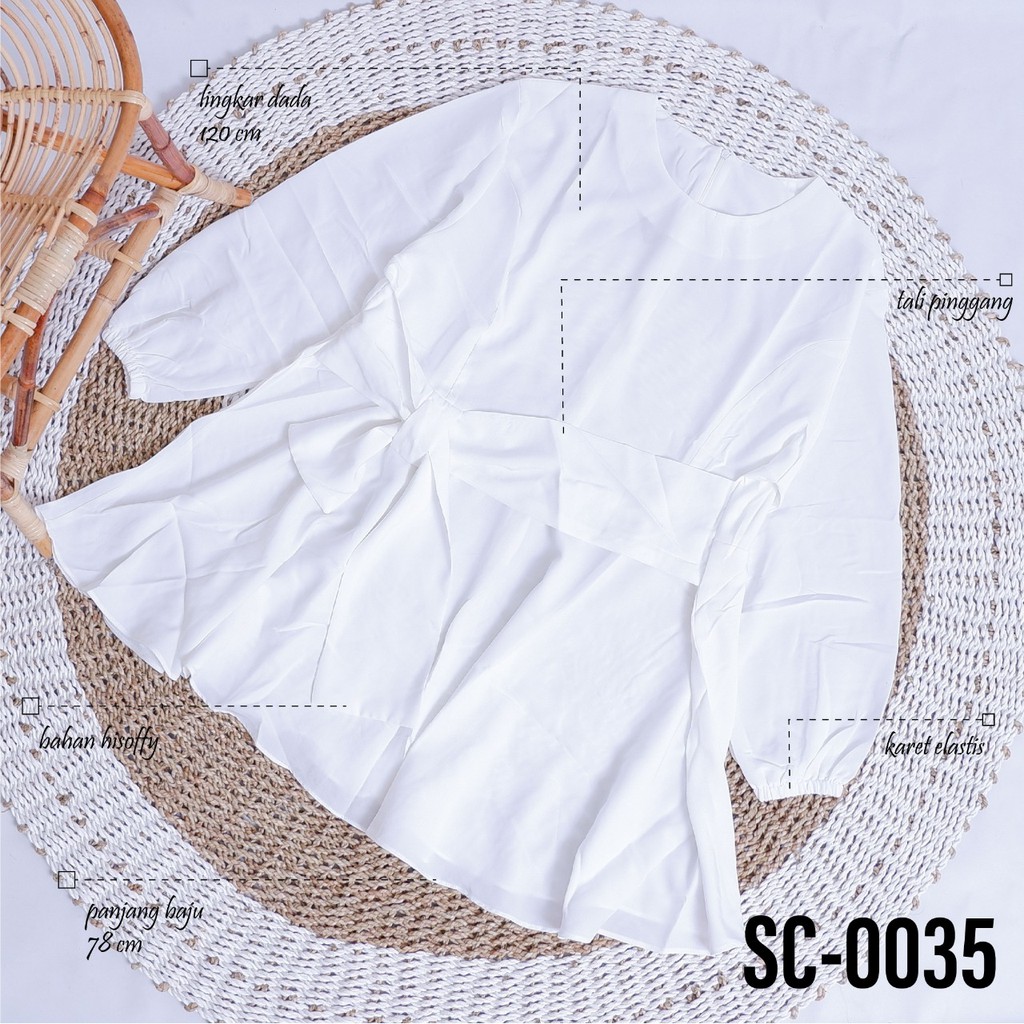 BLOUSE WANITA JUMBO PUTIH PEPLUM LD120CM SC0035