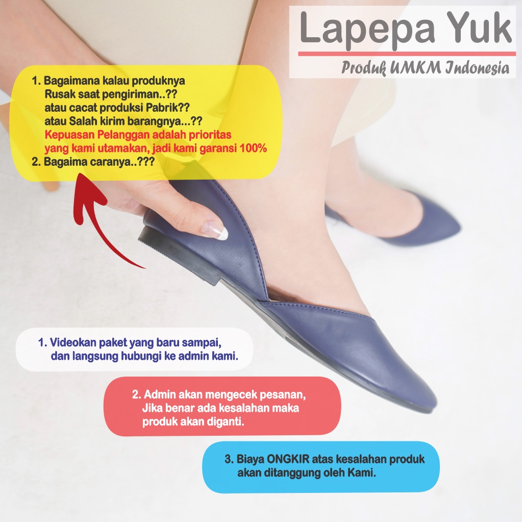 LAPEPA YUK - Sepatu Flat Shoes Wanita AILEEN ALL COLOR Untuk Kerja kantor Spatu Flatshoes Cewek Kuliahan Jalan Santai Casual Empuk Nyaman Slop Lancip Warna Black Hitam Putih Navy Selop Premium Original Kekinian Terbaru Shoes ORI Mall Official Store