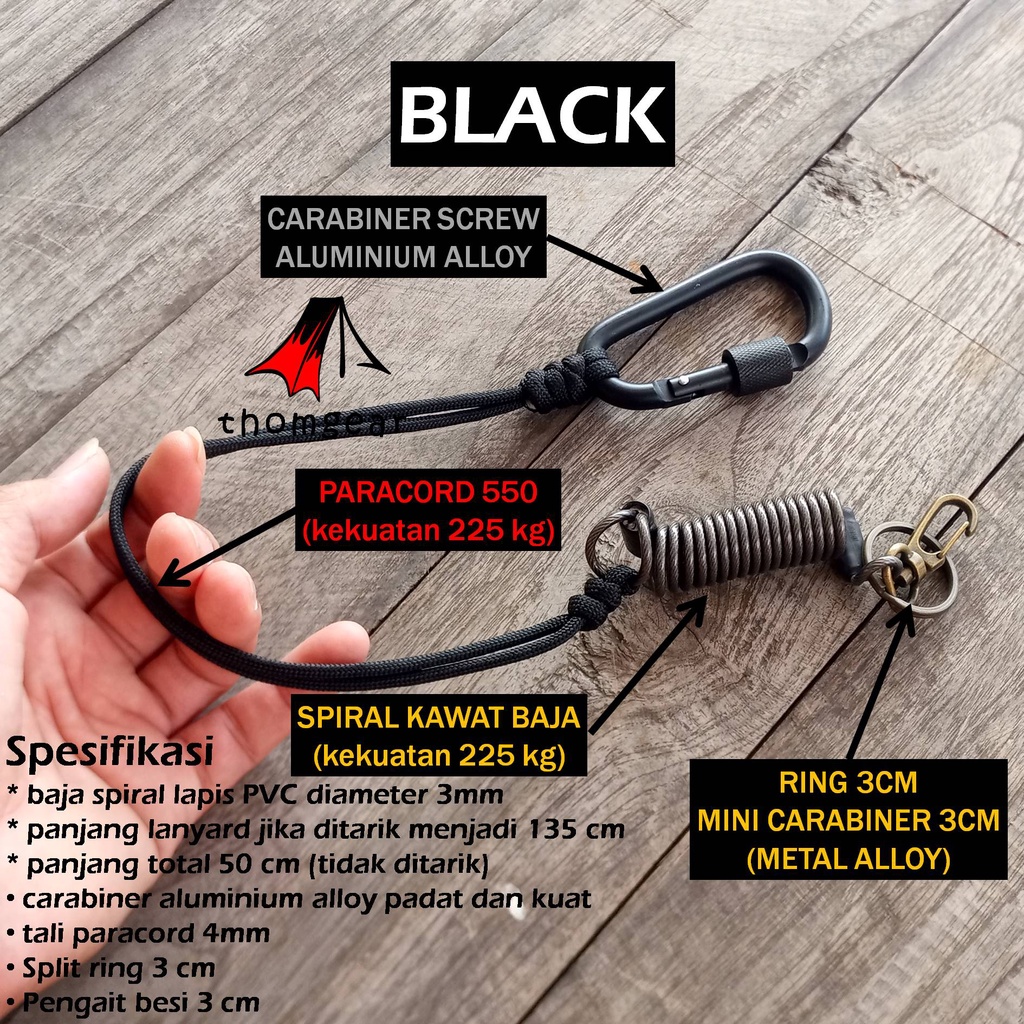 Gantungan Kunci Racet Ratchet Tali Pengaman Lanyard Spiral Wire Sling Safety Fall Protection Scaffolding