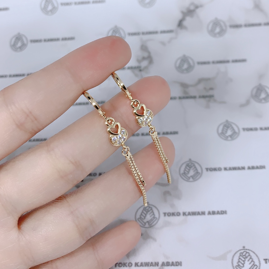 Anting Xuping Gold Perhiasan Fashion Wanita Permata Tiga Baris *03