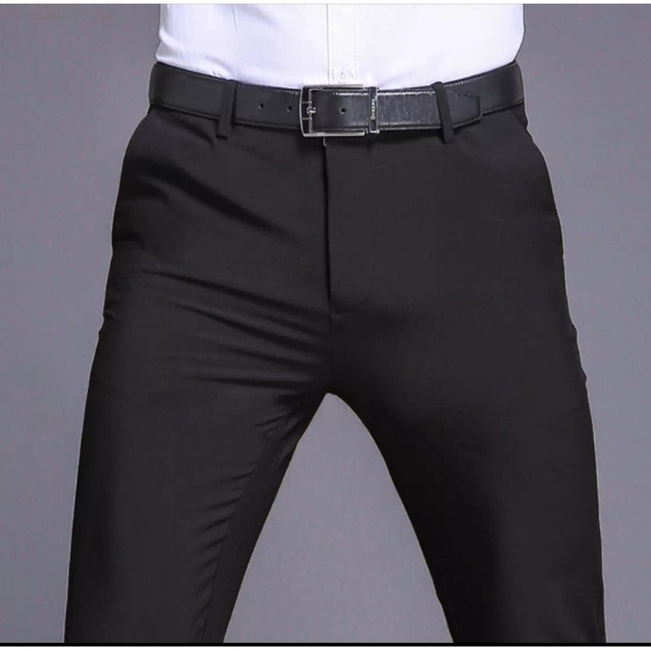 Lesta Langgeng Celana Formal Pria Slimfit Bahan Kain Drill Warna Hitam 27-36 Calya