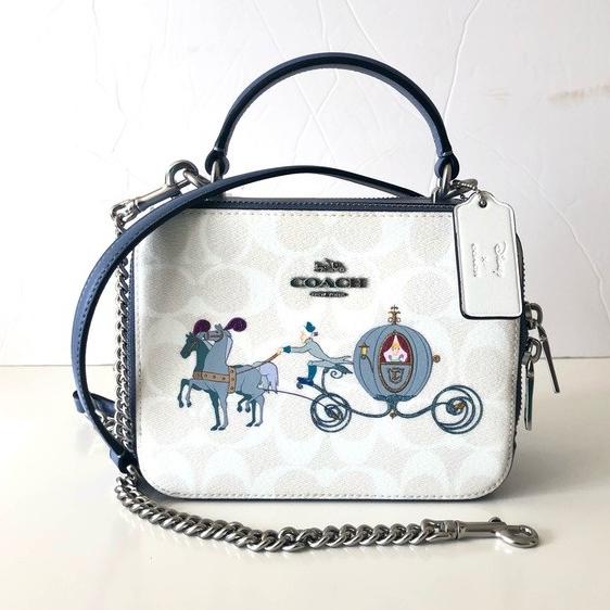 Coach Disney X Coach Box Crossbody In Signature Canvas With Cind