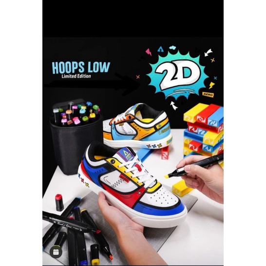 aerostreet 2D merah biru size 38