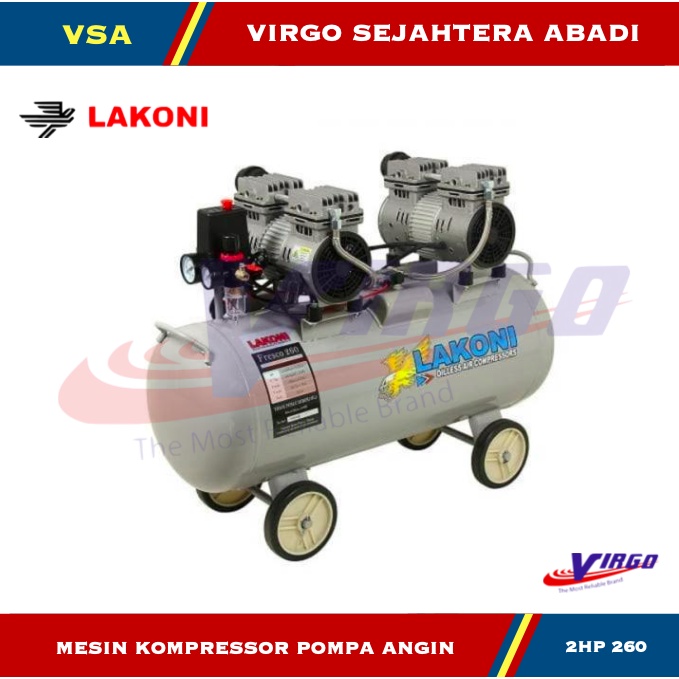 FRESCO260 MESIN KOMPRESOR POMPA ANGIN OILLES TANPA OLI SILENT 2HP 260 2 HP LAKONI FRESCO 260X