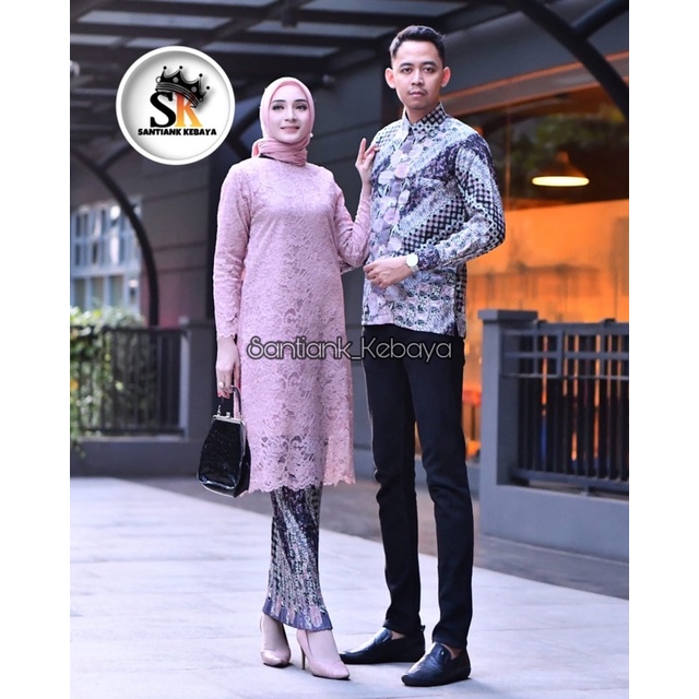 Set Kebaya Couple Kemeja Batik Pria Kebaya Couple Kondangan Outfit Pesta Couple By Santiank Kebaya