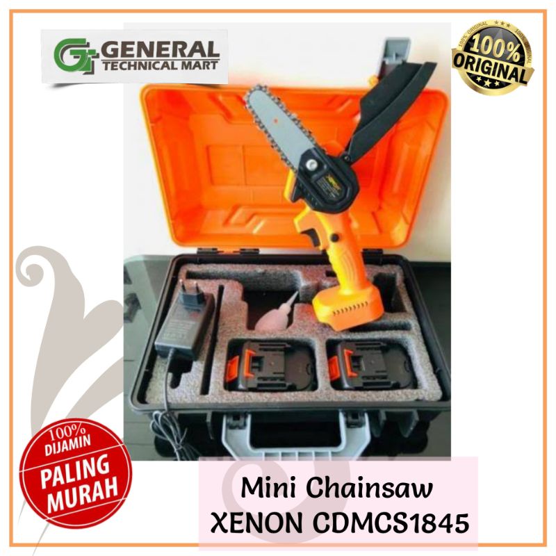 Mini Chainsaw Baterai XENON CDMCS1845 Cordless Mini Chain Saw 18V 4"
