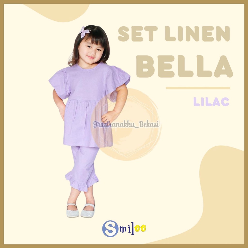 Setelan Anak Linen Smilee Bella Warna Lilac Size 1-5