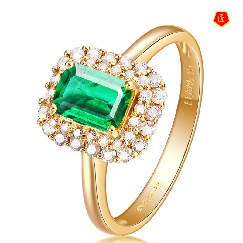 [Ready Stock]Luxury Fashion Green Tourmaline Gold Ring