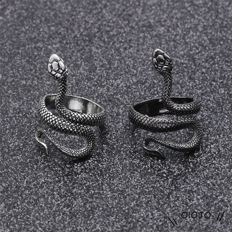 Cincin Pria / Wanita Desain Ular Adjustable Gaya Punk Untuk Pesta / Hadiah - ol